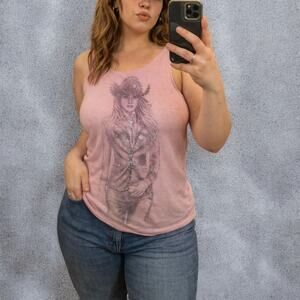 Vintage Y2K Foxfire Cowgirl Bling Pink Tank Top XL
